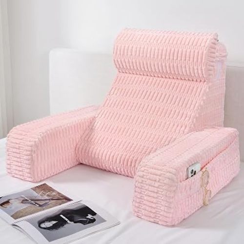 Reading Pillow for Bed Sitting Up with Large Pockets,Modern Style