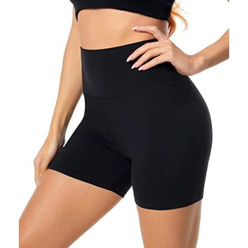 FULLSOFT High Waisted Biker Shorts for Women-5" Tummy Control Fitness Athletic Workout Running Yoga Gym Shorts