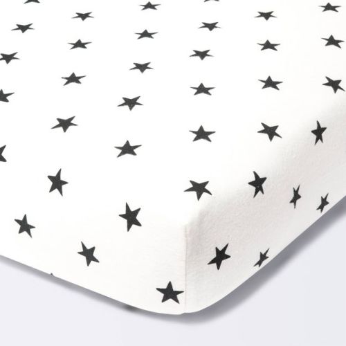 Flannel Fitted Crib Sheet Stars - Cloud Island™ - Cream/black