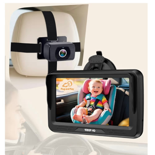 Rohent Baby Car Camera HD 1080P - Rear-Facing Infant Monitor with Night Vision Car Camera for Baby 150° Wide-Angle Lens Anti-Glare Screen Easy Install 360° Adjustable Display