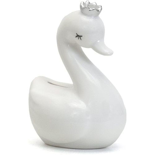 Child to Cherish Ceramic Swan Piggy Bank (Silver)