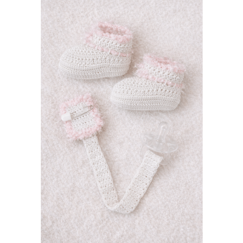 Blush Magnolia Booties and Pacifier Set&nbsp;