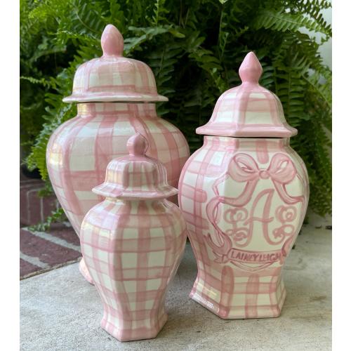 Hand Painted Hexagon Ginger Jar Set of 3