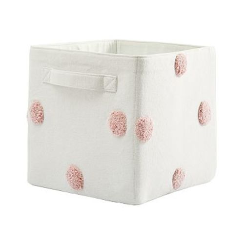 Embroidered Dot Cube Storage, Blush
