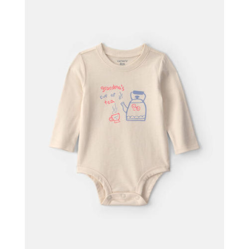 Baby Girl 'Grandma's Cup Of Tea' Long-Sleeve Graphic Bodysuit - Cream | Carter's