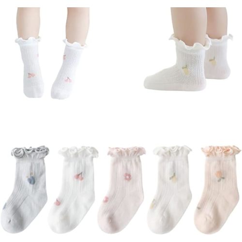 Baby Toddler Girls Ruffle Socks Newborn Infant Girl's Knee High Solid Cotton Long Socks