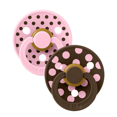 BIBS STUDIO Pacifiers 2 Pack Polka | Baby Pink/Mocha – Bibsworld store US