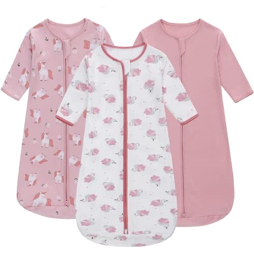 Miracle Baby Sleep Sack with Long Sleeve, 100% Breathable Cotton Wearable Blanket with Two-Way Zipper for Infants 0–18 Months