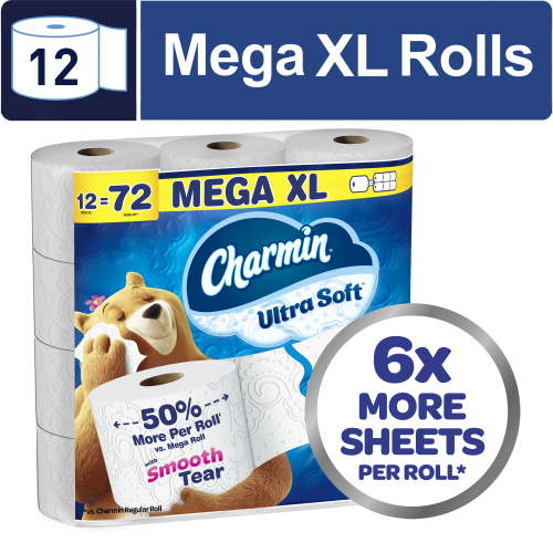 Charmin Ultra Soft Toilet Paper 12 Mega XL Rolls, 336 Sheets Per Roll