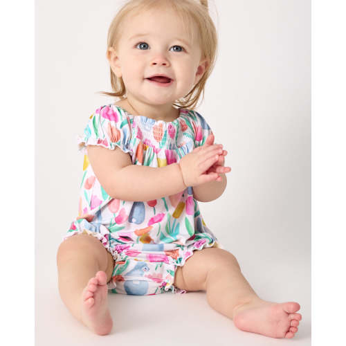Garden Hop Smocked Bubble Romper | Little Sleepies
