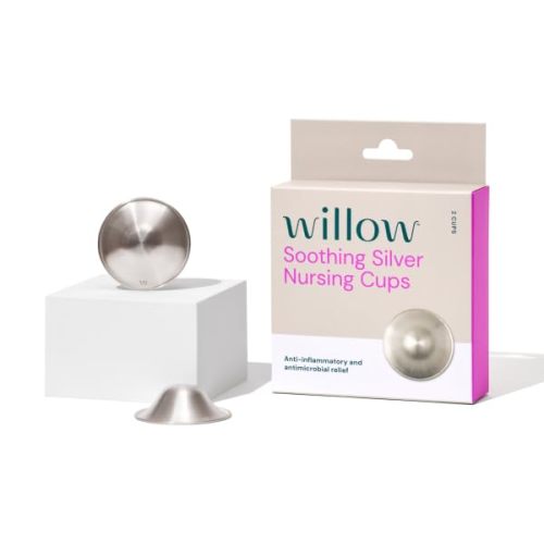 Willow Soothing Silver Nursing Cups, 2 Pack, Breastfeeding Nipple Covers for Protection & Pain Relief, BPA Free
