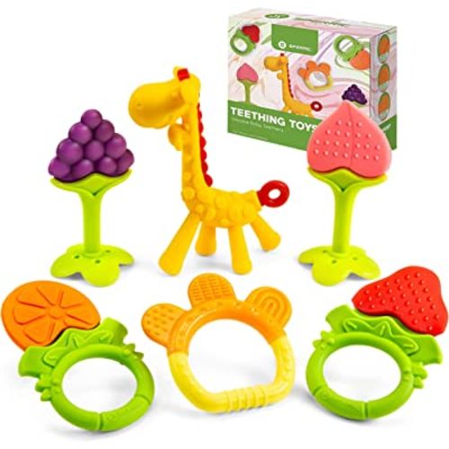 Teethers for Babies 0-6 Months - Newborn Infant Baby Teething Toys - Freezer Safe Silicone Baby Teether - Frozen Teething Toys for Babies 0-6 Months - Baby Teethers Chew Toys 6 Pack -Perfect Baby Gift