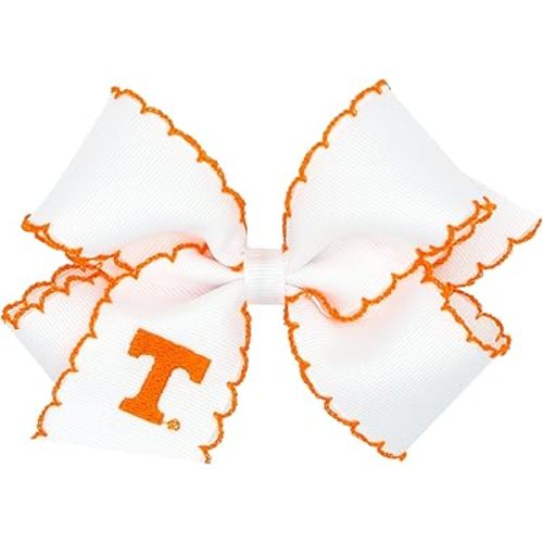 Divine Creations Girls' Collegiate Themed Game Day Logo Print Hair Bow by Wee Ones on a WeeStay Clip, Moonstitch, Medium, Tennessee