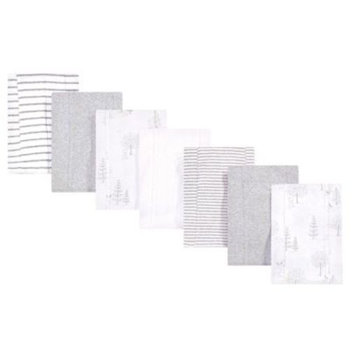 Touched by Nature Baby Organic Cotton Burp Cloths 7pk, Gray Woodland, One Size
