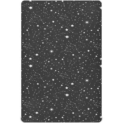 Stars Constellations Black Baby Crib Sheets for Boys Girls Soft Fitted Standard Crib Mattress Pads Sheets for Girl Boy Kids Infant Bed M