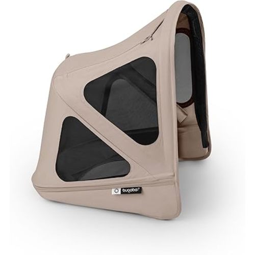 Bugaboo Breezy Sun Canopy with Ventilation Panels & Built-in Mosquito Net – Compatible with Bugaboo Donkey Strollers – UPF 50+ Fabric & Water-Repellent Protection (Desert Taupe)