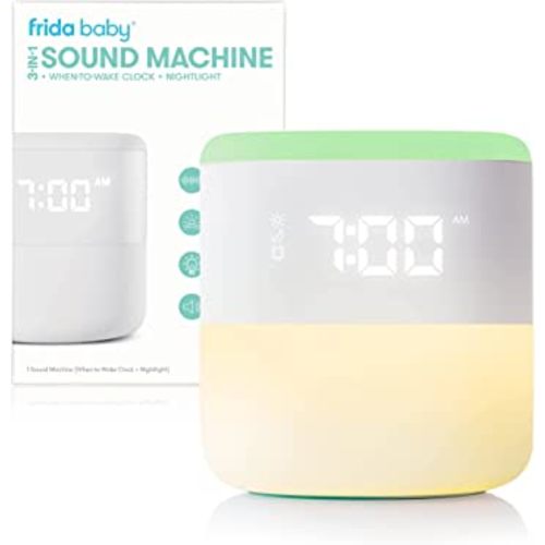 Frida Baby 3-in-1 Sound Machine + When-to-Wake Clock + Nightlight | White Noise Soother, Sleep Trainer, Alarm Clock, Nursery + Toddler + Kids Bedroom (Bluetooth)