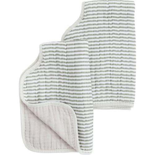 Cotton Muslin Burp Cloth 2 Pack - Grey Stripe