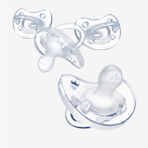 Chicco PhysioForma 100% Soft Silicone One Piece Pacifier for Babies Aged 0-6 Months | BPA & Latex Free | Reusable Sterilizing Case | Clear, 4pk