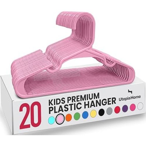Utopia Home Kids Hangers 20 Pack – 11.5 Inch Baby Closet Hangers Baby Pink