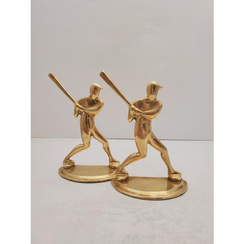 BRASS baseball bookends solid brass bookends brass sports decor brass baseball player bookend brass sports decor brass boys room decor brass
