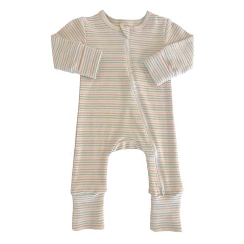 Multi Stripe / Organic 2-Way Zip Romper