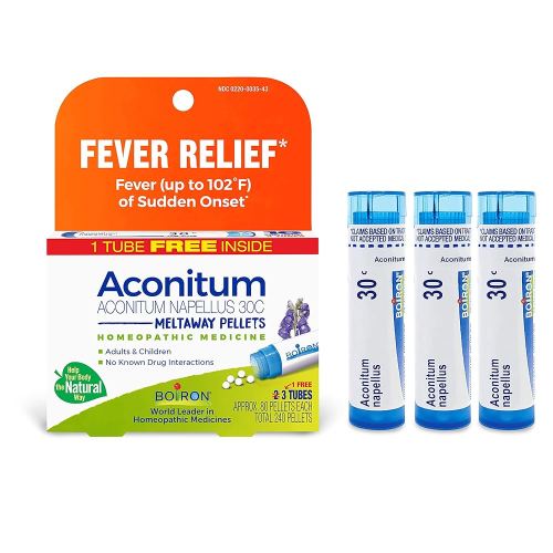 Boiron Aconitum Napellus 30C Homeopathic Medicine Relief from Fever, Hot and Dry Skin, Cough, and Restlessness - 3 Count (240 Pellets)