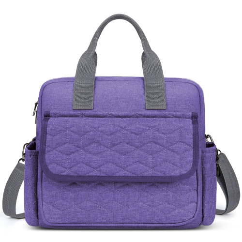 GPED Diaper Bag Tote, Large Capacity Baby Diaper Bag with 3 Insulated Pockets, Lightweight Travel Diaper Tote for Mom Dad, Double-Layer Work Bag for Breastfeeding Mom, Shoulder Mommy Bag(Purple)