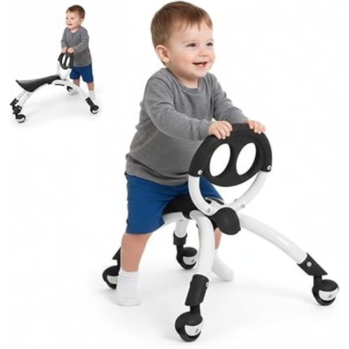 YBIKE Pewi Toddler Balance Bike - Kids Ride On Toys, Baby Push Car, Toddler Walker for Ages 9 Months to 3 Yrs, Durable Walking Buddy Push Toy, Comfortable, Indoor & Outdoor, Up to 44 Lbs, Black