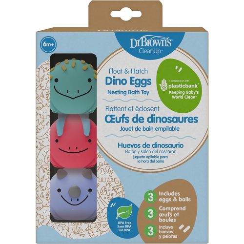 Dr. Brown's CleanUp Float & Hatch Dino Eggs, Multi-Use Interactive Bath and Pool Toy for Toddlers, 6m+, BPA Free (Packaging May Vary)
