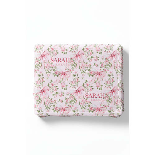 Bows in Bloom Personalized Toddler Blanket in Pink | Caden Lane