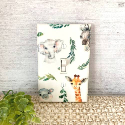 Safari Animal Light Switch Cover: Jungle Nursery Decor