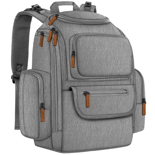 Mancro Diaper Bag, White Grey
