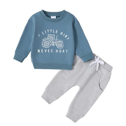 Yvowming Baby Boy Clothes Fall Clothes Truck Print Long Sleeve Pullover Tops + Pant Sets Toddler Winter Outfits