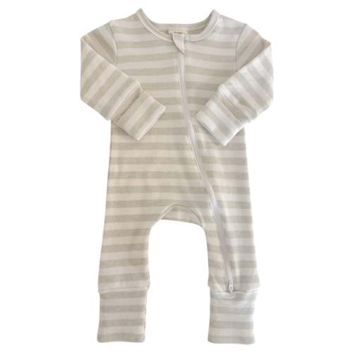 Sage Stripe / Organic 2-Way Zip Romper