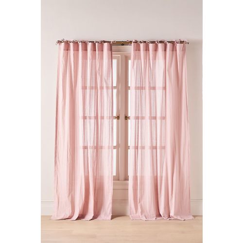 Cotton Dobby Striped Sheer Tie-Top Curtain