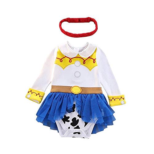 Dressy Daisy Princess Onesie Romper Fancy Dress Costume Halloween Birthday Bodysuit Outfit with Headband for Infant Baby Girl