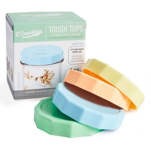Masontops 4pk Tough Top Durable Plastic Lids Wide Mouth