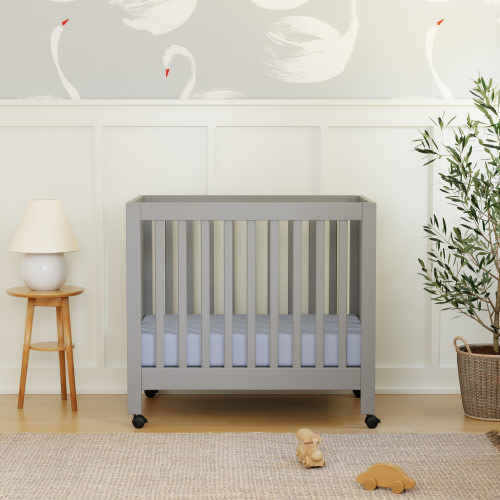 babyletto Origami Mini Crib - Grey