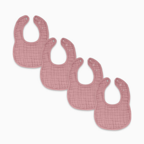 Comfy Cubs Muslin Bibs with Adjustable Snaps (4 Pack) - Mauve, 4