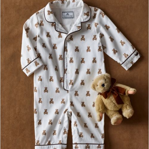 Baby's Twill Classic Romper in Teddy Tales