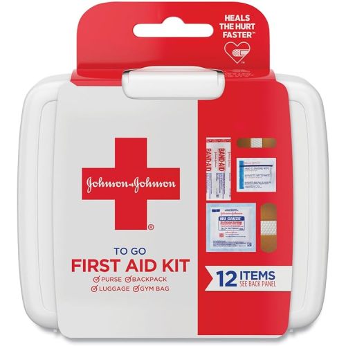 Johnson & Johnson First Aid to Go Portable Mini Travel Kit, 12 Pieces