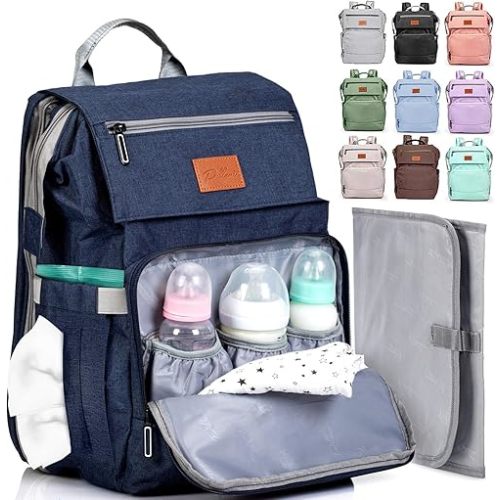 PILLANI Baby Diaper Bag Backpack - Large Bag for Boys & Girls, Waterproof Diaper Backpack - Travel Diaper Bags w/Changing Pad, Baby Registry Search & Shower Gifts - Essentials Must Haves Newborn Stuff