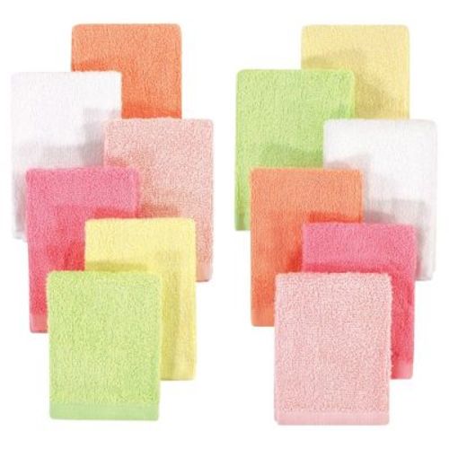 Hudson Baby Infant Girl Rayon from Bamboo Woven Washcloths 12pk, Citrus