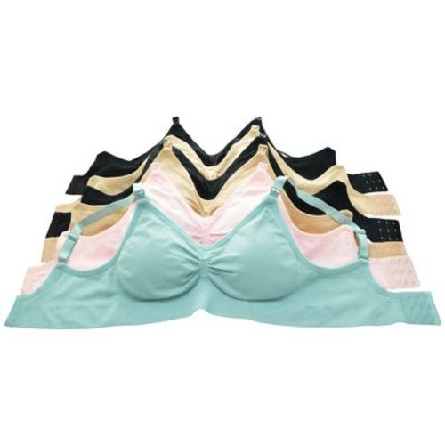 Angelina Womens Seamless Nursing Bras with Ruched Cups - Large/X Large Assorted (6-Pack)
