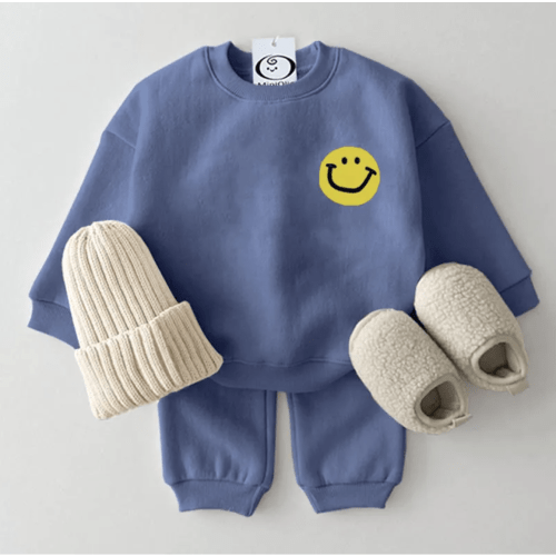 Baby Simple Smile Sweatsuit Set - Blue, 6-12 mo