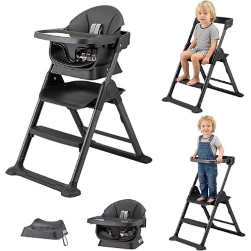 JOYMOR 6-in-1 Convertible High Chair, Fully Washable Baby Booster Dark Gray