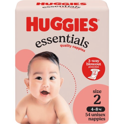 Huggies Essentials Nappies Size 2 (4 - 8kg) 54 Pack