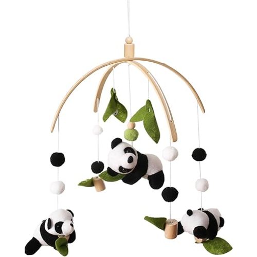 Baby Crib Mobile - Panda Mobile for Crib, Nursery Mobile Decor, Baby Bassinet Mobile Toy - Shower Set for Infant Bedroom Hanging Decoration, Gender Neutral Baby Gift