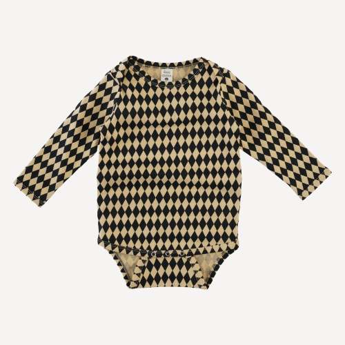 long sleeve lap neck bodysuit | black harlequin | organic cotton jerse – kate quinn